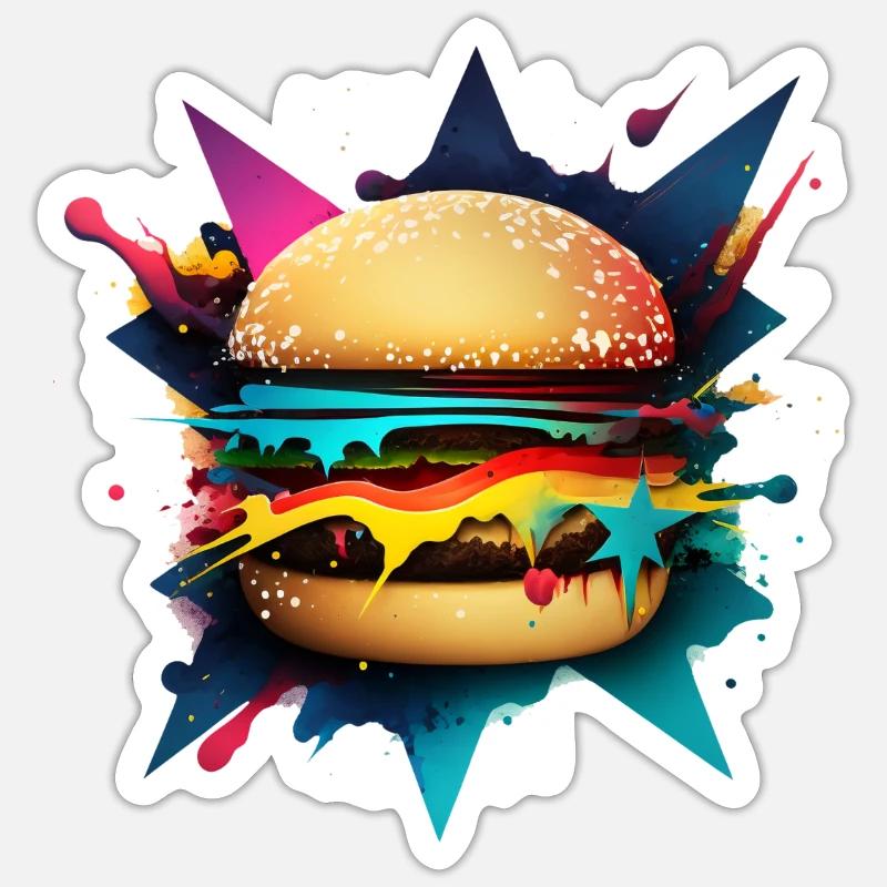 Cheeseburger in einzigartiger Form und Design Sticker Größe S (10 x 10 cm)