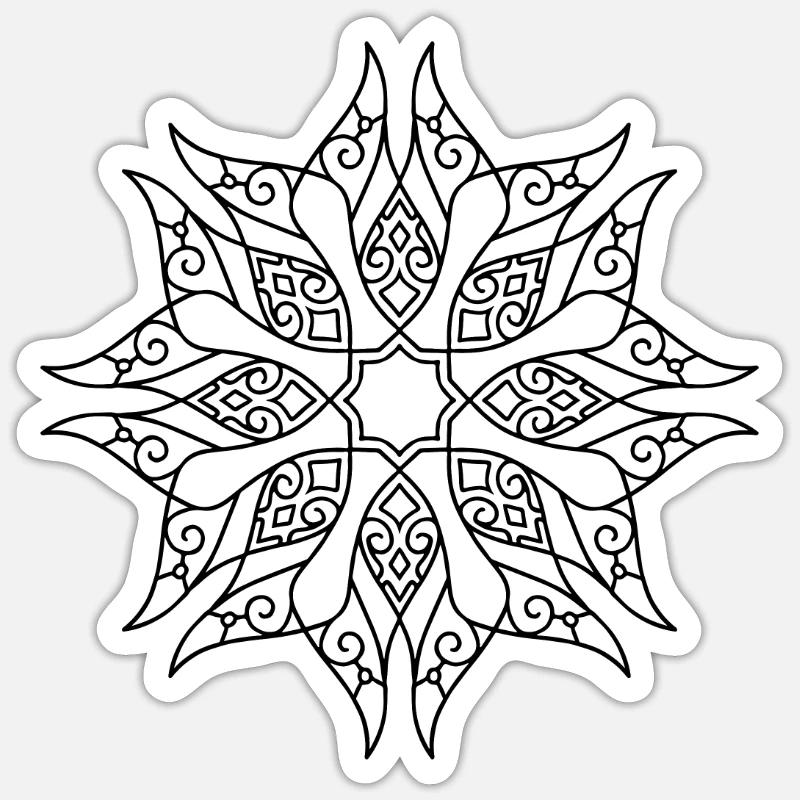 Fleurs Mandala - Sticker taille S (10 x 10 cm) - blanc mat