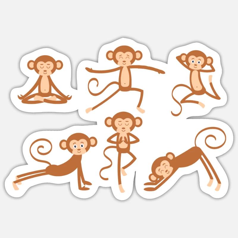 Yoga Monkey - Sticker size S (10 x 10 cm) - white matte