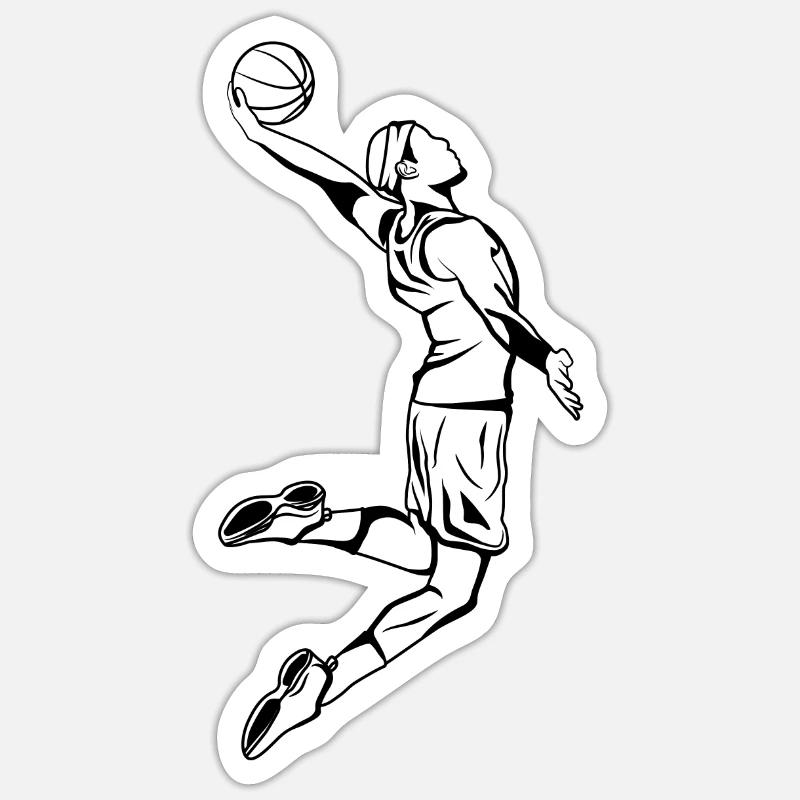 Dunk de basket-ball - Sticker taille S (10 x 10 cm) - blanc mat