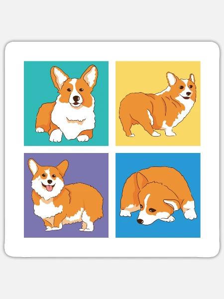 Corgi für Corgi Liebhaber Corgi Besitzer - Sticker Größe S (10 x 10 cm) - Mattweiß
