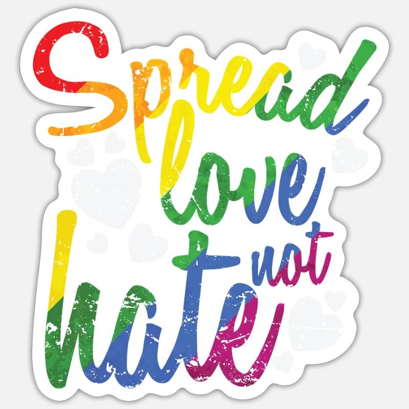 Spread Love not hate LGBT Rainbow - Sticker size S (10 x 10 cm) - white matte