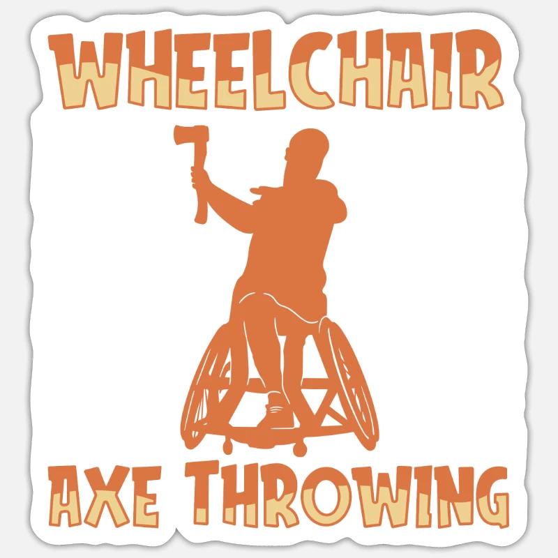 Axtwerfen Axtwerfer Rollstuhl - Sticker Größe S (10 x 10 cm) - Mattweiß