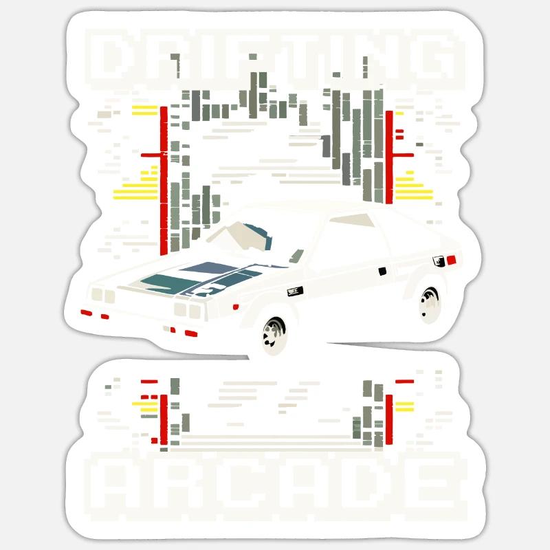Drift Racing Fujiwara School Initial D-inspired - Sticker taille S (10 x 10 cm) - blanc mat