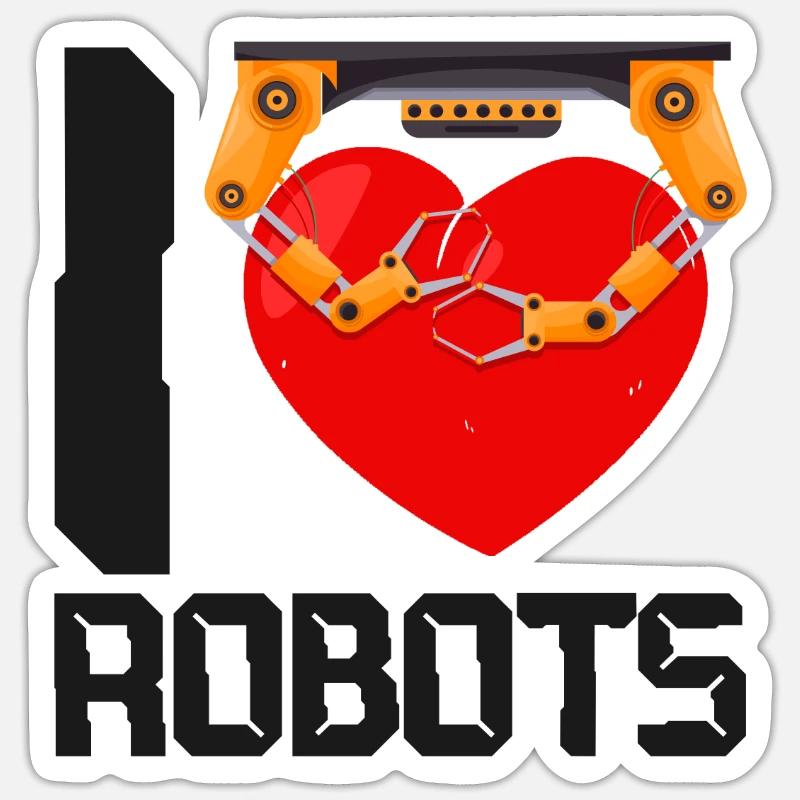 Robot Robotics Engineer Heart I - Sticker size S (10 x 10 cm) - white matte