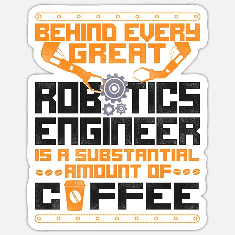 Robot Robotics Engineer Coffee - Sticker Größe S (10 x 10 cm) - Mattweiß