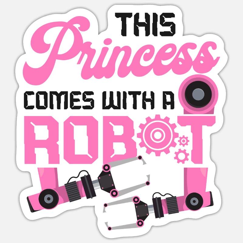 Robot Robotics Engineer Female - Sticker size S (10 x 10 cm) - white matte