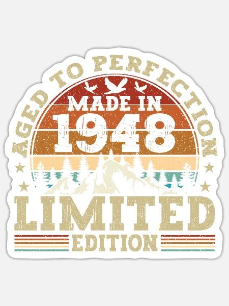 Retro-geburtstagsgeschenk Aus Dem Jahrgang 1948 - Sticker Größe S (10 x 10 cm) - Mattweiß