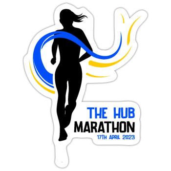 Marathon April 17, 2023 at the Hub of the Universe - Sticker size S (10 x 10 cm) - white matte - Front