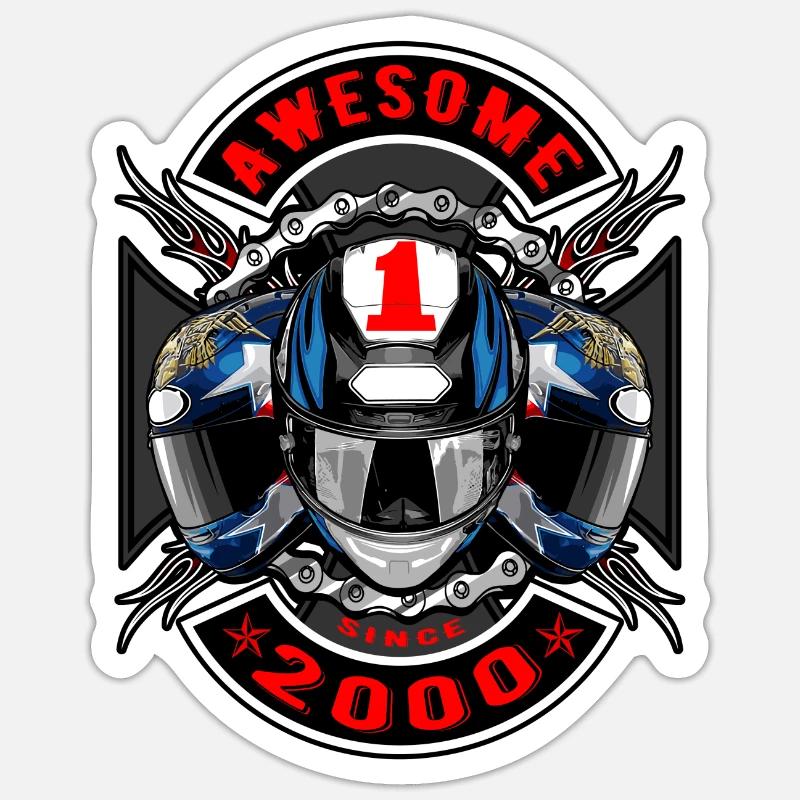 Awesome since 2000, Biker Geburtstag Sticker Größe S (10 x 10 cm)