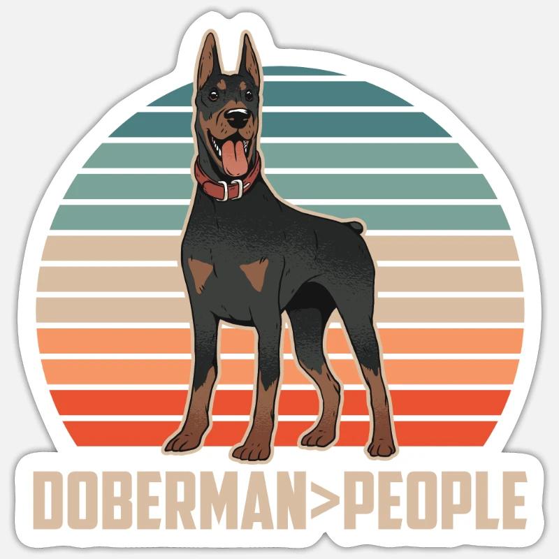 Doberman > peuple Dobermans Chiens Doberman - Sticker taille S (10 x 10 cm) - blanc mat