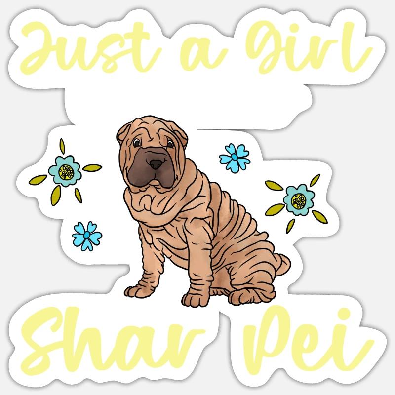 Shar Pei chinois - Sticker taille S (10 x 10 cm) - blanc mat