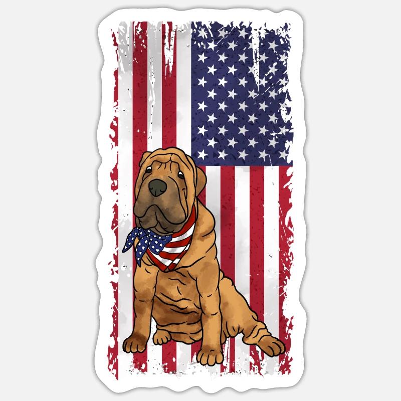 Shar Pei chinois - Sticker taille S (10 x 10 cm) - blanc mat