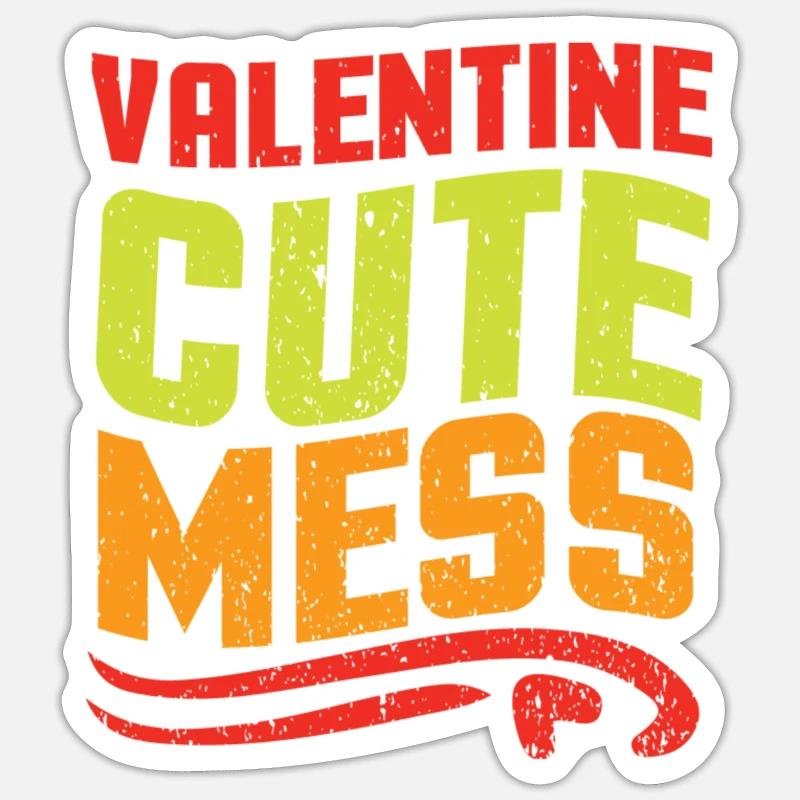 Valentine Cute Mess - Saint-Valentin - Sticker taille S (10 x 10 cm) - blanc mat