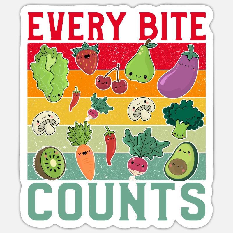 Chaque bouchée compte végétalien - Sticker taille S (10 x 10 cm) - blanc mat