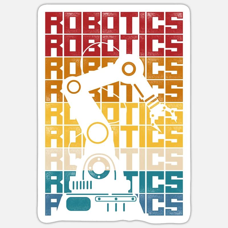 Robot Robotics Engineer Retro - Sticker Größe S (10 x 10 cm) - Mattweiß