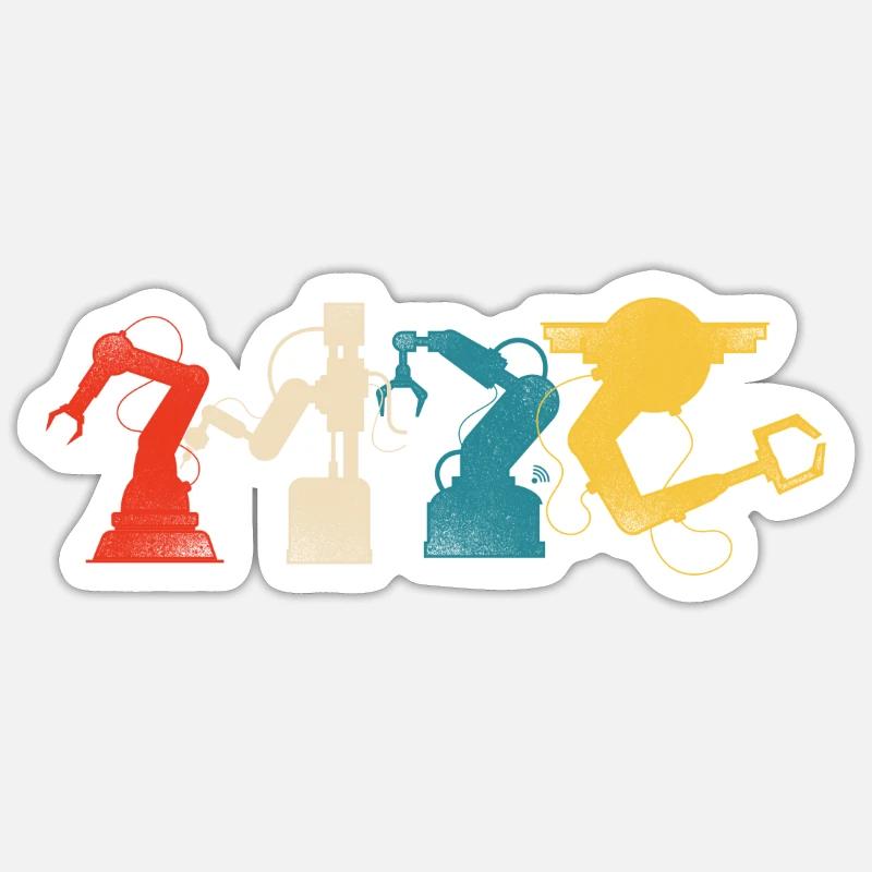 Robot Robotics Engineer Retro - Sticker Größe S (10 x 10 cm) - Mattweiß