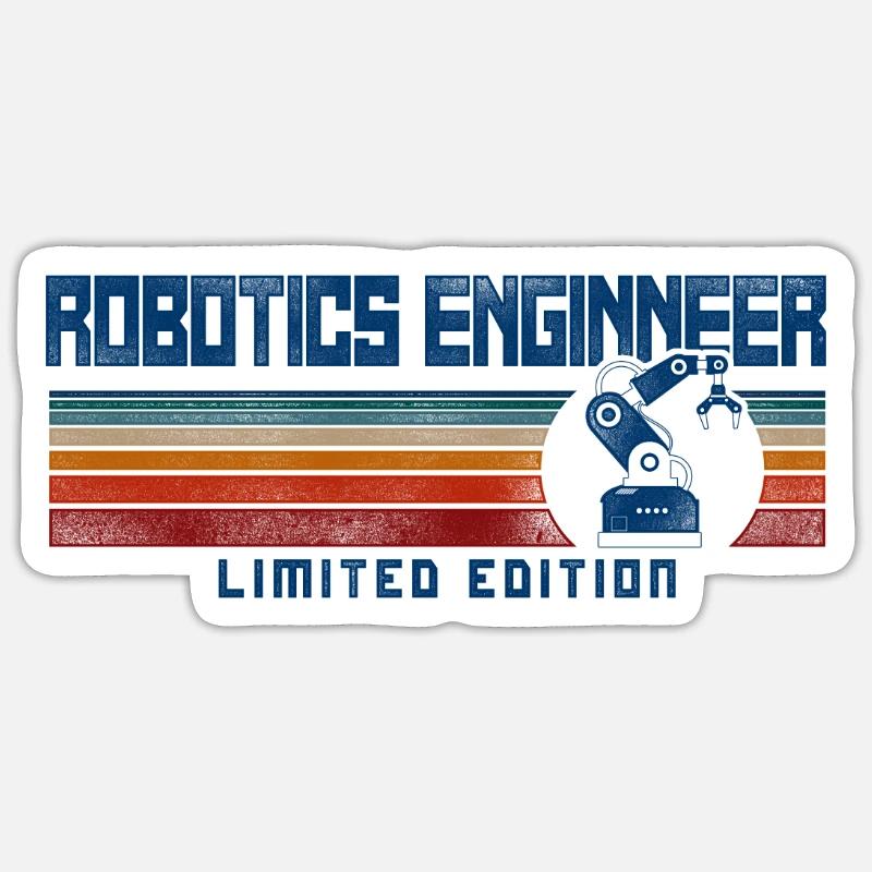 Robot Robotics Engineer Retro - Sticker Größe S (10 x 10 cm) - Mattweiß