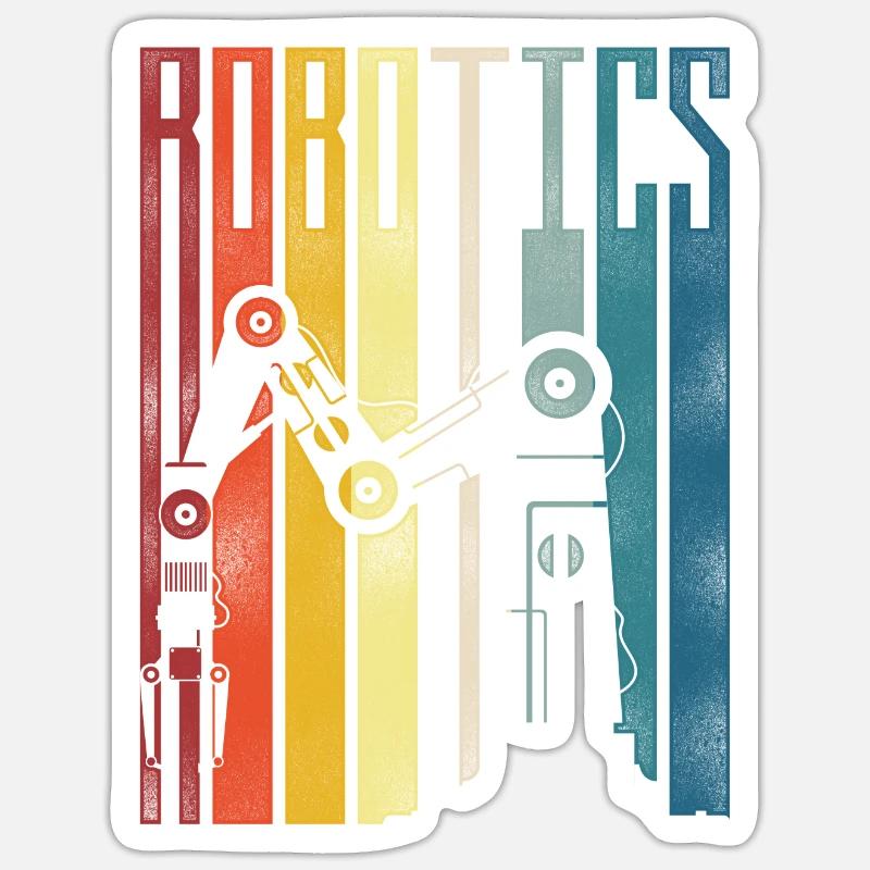Robot Robotics Engineer Retro Sticker Größe S (10 x 10 cm)