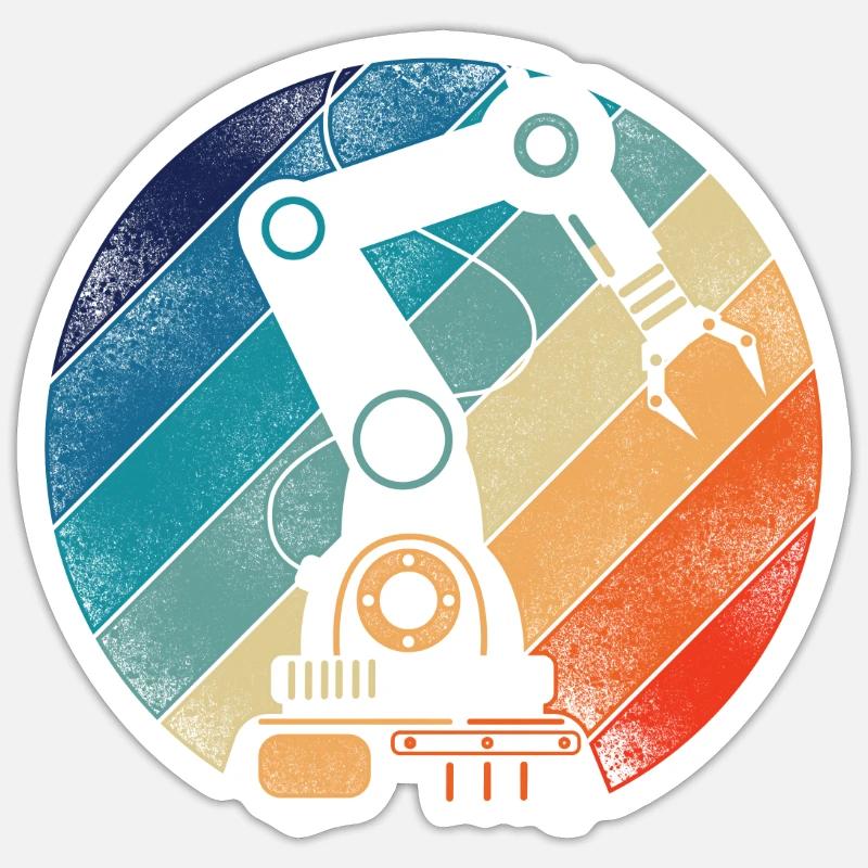 Robot Robotics Engineer Retro Sticker Größe S (10 x 10 cm)