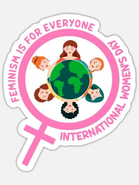 Internationaler Frauentag: Feminismus ist für alle - Sticker Größe S (10 x 10 cm) - Mattweiß