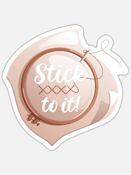 Lustiges Stick To It Kreuzstich Stickerin Sticken - Sticker Größe S (10 x 10 cm) - Mattweiß