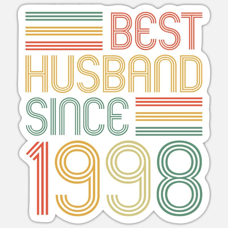 25. Hochzeitstag Bester Ehemann seit 1998 - Sticker Größe S (10 x 10 cm) - Mattweiß