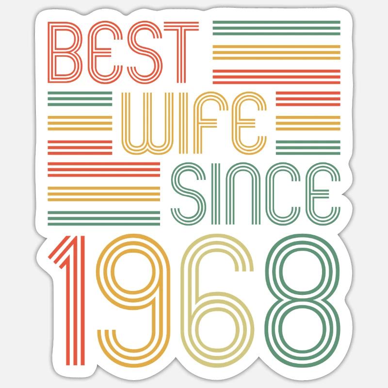 55. Hochzeitstag Beste Ehefrau seit 1968 - Sticker Größe S (10 x 10 cm) - Mattweiß