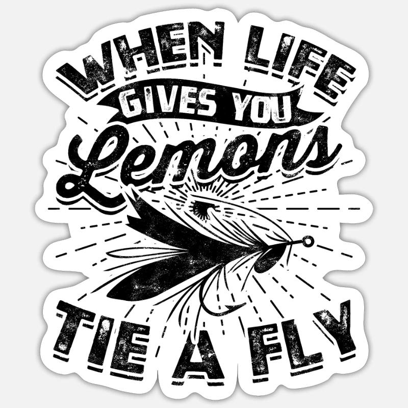Wenn das Leben dir Zitronen gibt, binde eine Fliege - Fliege Sticker Größe S (10 x 10 cm)