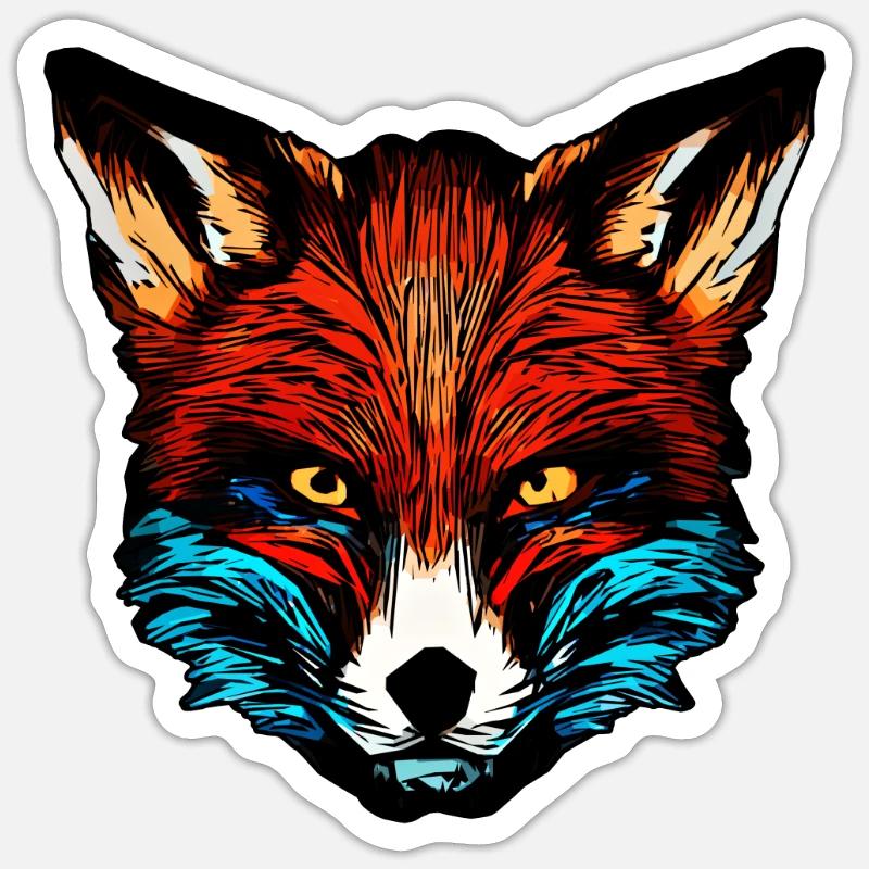 Conception d’animaux forestiers de renards parsemés de têtes d’animaux Sticker taille S (10 x 10 cm)