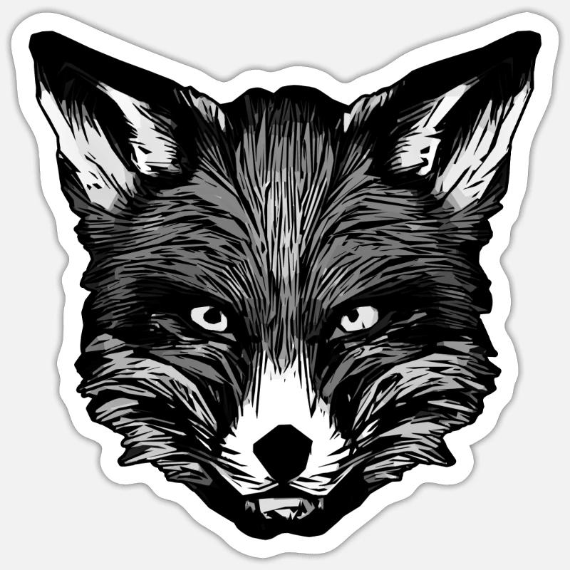 Conception d’animaux forestiers de renards parsemés de têtes d’animaux Sticker taille S (10 x 10 cm)