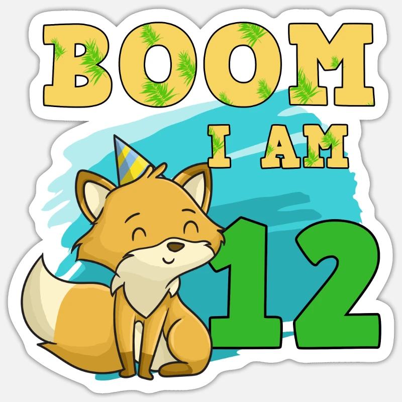 Chat de 12e anniversaire - Sticker taille S (10 x 10 cm) - blanc mat