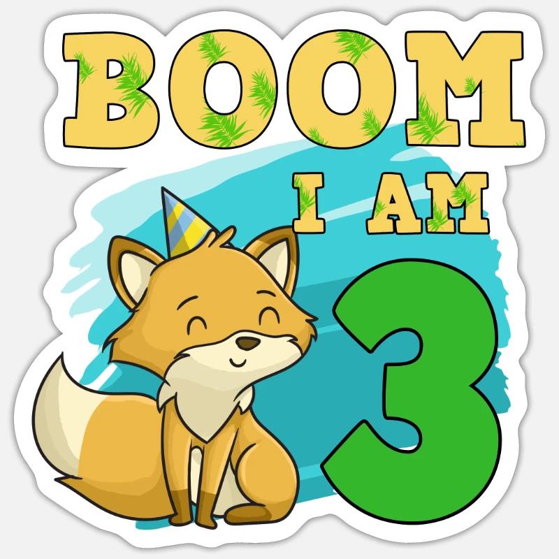 3rd birthday fox - Sticker size S (10 x 10 cm) - white matte
