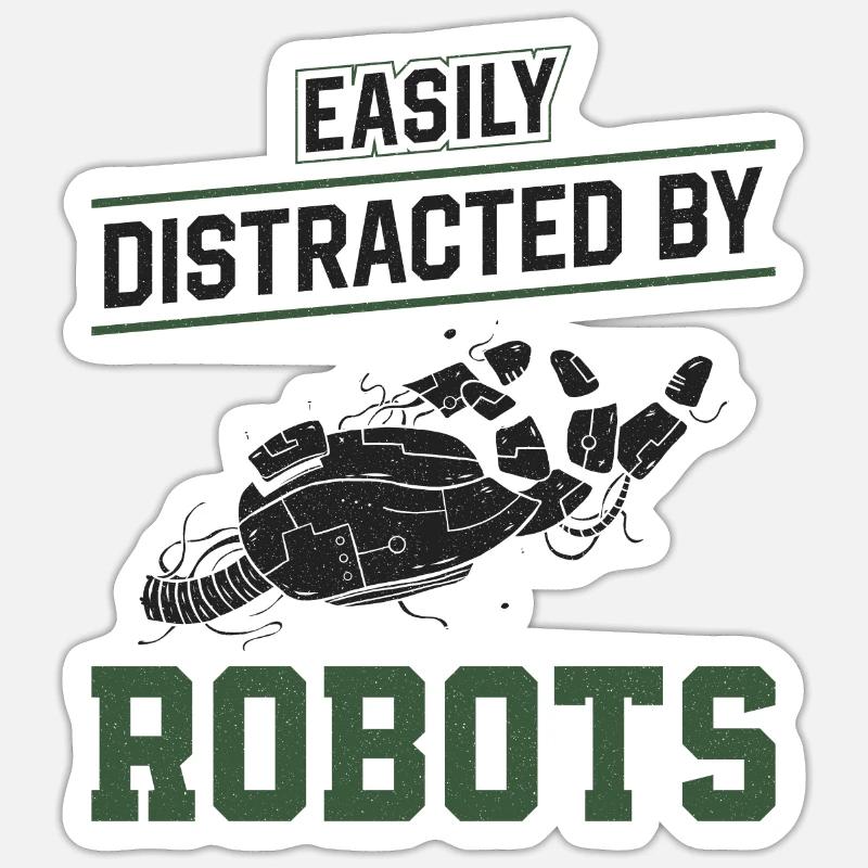 Robot Robotics Engineer Easily - Sticker size S (10 x 10 cm) - white matte