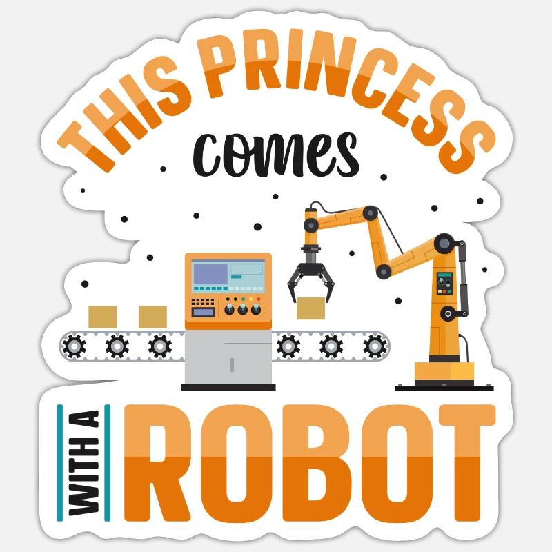 Robot Robotics Engineer Female - Sticker size S (10 x 10 cm) - white matte