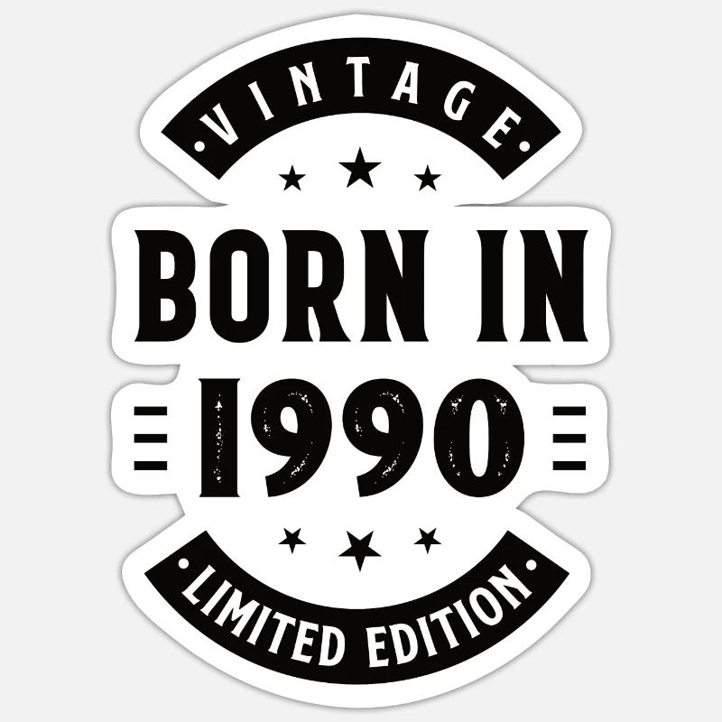 1990 - Année de construction 1990 - Né en 1990 - Sticker taille S (10 x 10 cm) - blanc mat