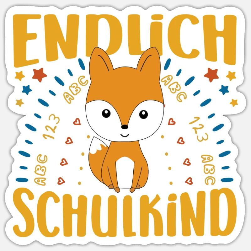 Einschulung Endlich Schulkind Mädchen - Sticker Größe S (10 x 10 cm) - Mattweiß