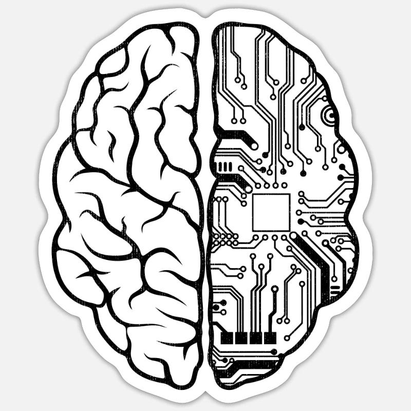 Programmer Coder - Computer Programming Brain Pun - Sticker size S (10 x 10 cm) - white matte