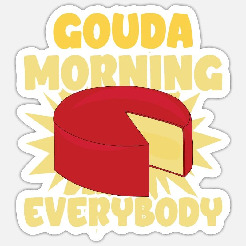 Fromage Gouda - Sticker taille S (10 x 10 cm) - blanc mat
