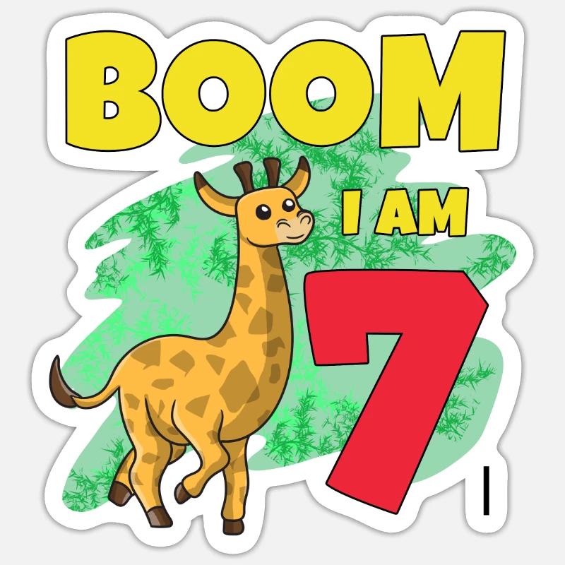 7th birthday giraffe - Sticker size S (10 x 10 cm) - white matte