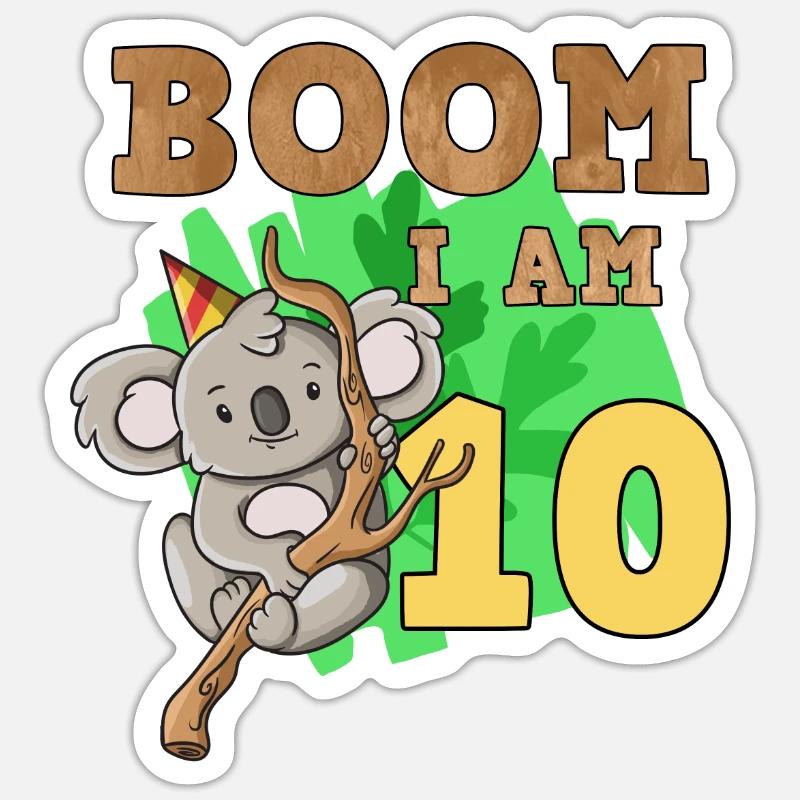 10e anniversaire koala - Sticker taille S (10 x 10 cm) - blanc mat