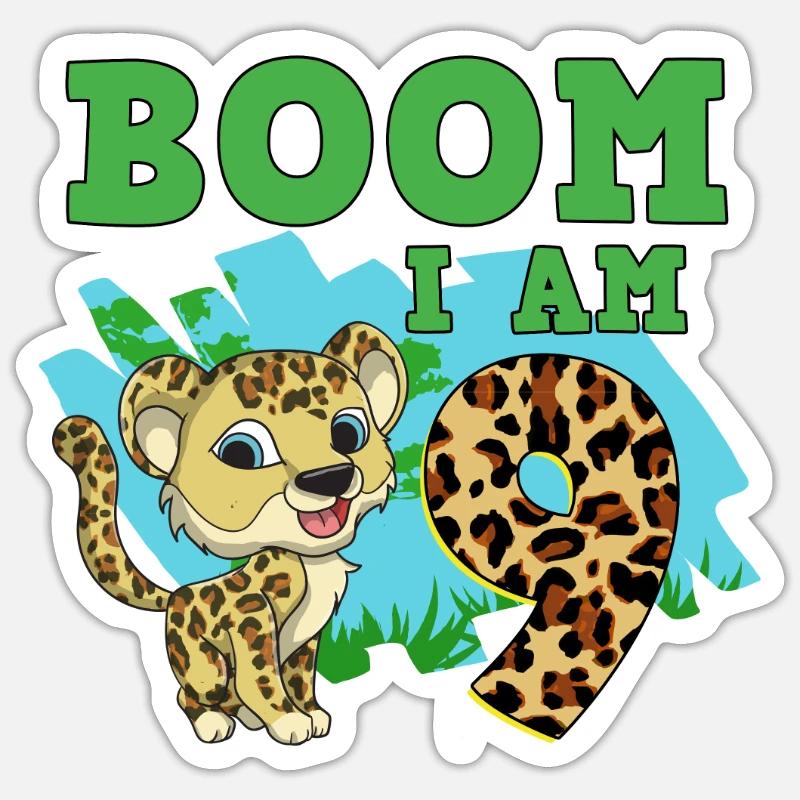 9th Birthday Leopard - Sticker size S (10 x 10 cm) - white matte