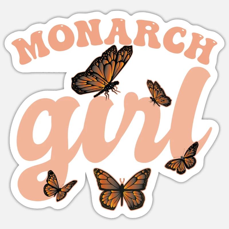 Fille monarque - Sticker taille S (10 x 10 cm) - blanc mat