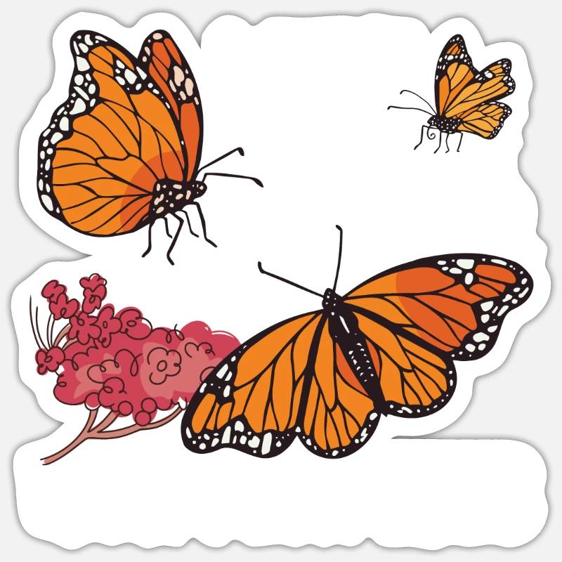 Monarque papillon - Sticker taille S (10 x 10 cm) - blanc mat