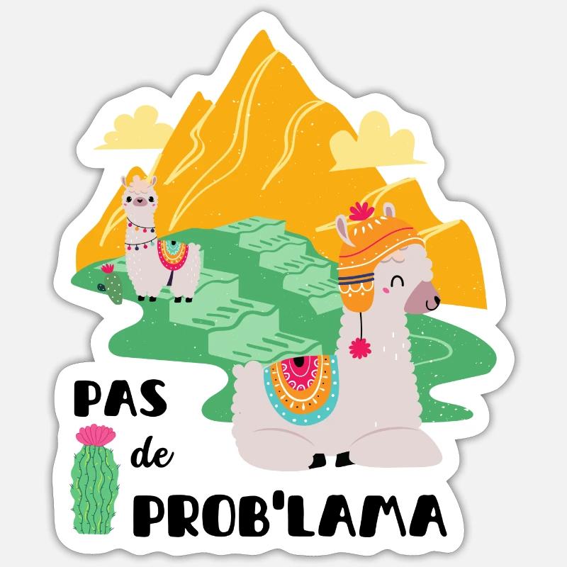 Pas de Prob'lama - Sticker taille S (10 x 10 cm) - blanc mat