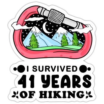 Berg Wanderer 41. Geburtstag 41 Jahre alt Geschenk - Sticker Größe S (10 x 10 cm) - Mattweiß - Vorne