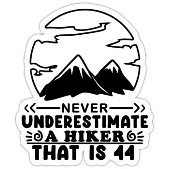 Berg Wanderer 44. Geburtstag 44 Jahre alt Geschenk - Sticker Größe S (10 x 10 cm) - Mattweiß - Vorne