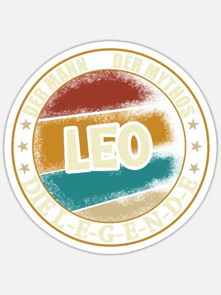 Leo Vorname Name Geburtstag - Sticker Größe S (10 x 10 cm) - Mattweiß