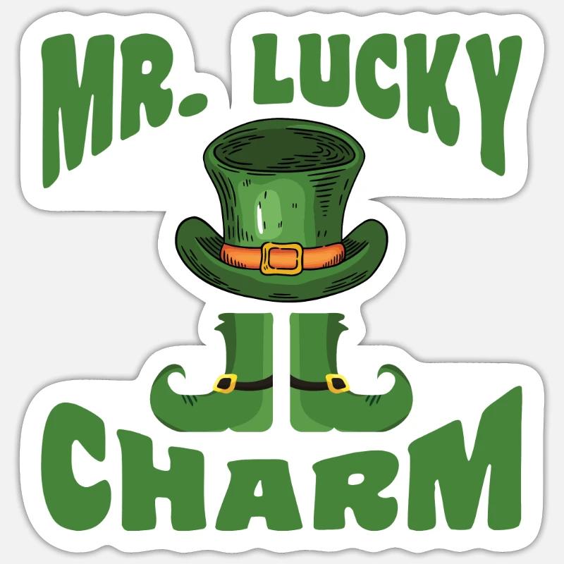 Mr Lucky Charm Glücksbringer Saint-Patrick - Sticker taille S (10 x 10 cm) - blanc mat