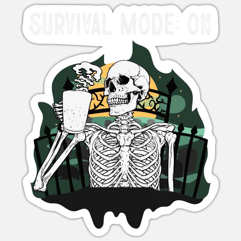 Mode survie: activé - Sticker taille S (10 x 10 cm) - blanc mat